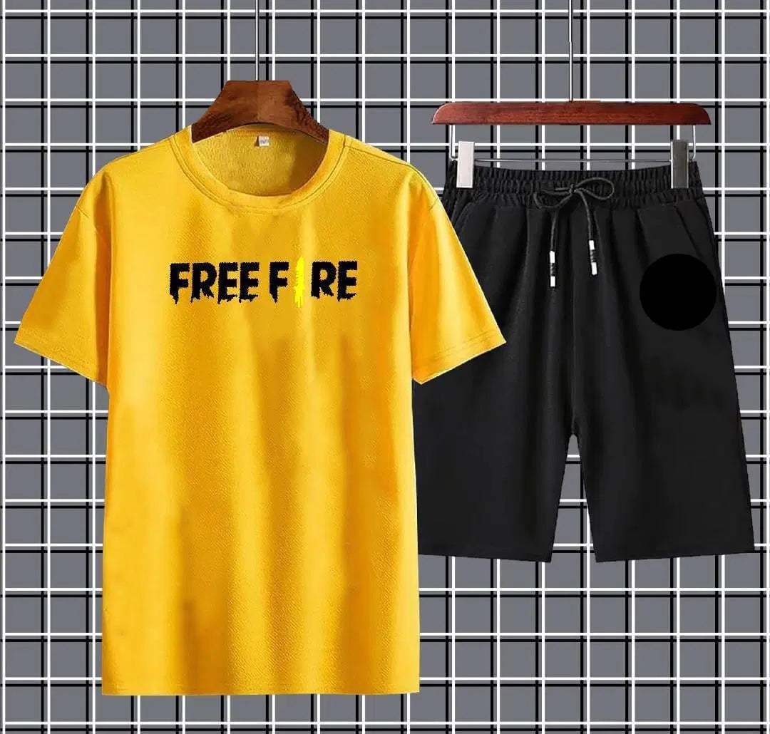 Micro Interlock Printed T-Shirt & Shorts Tracksuit