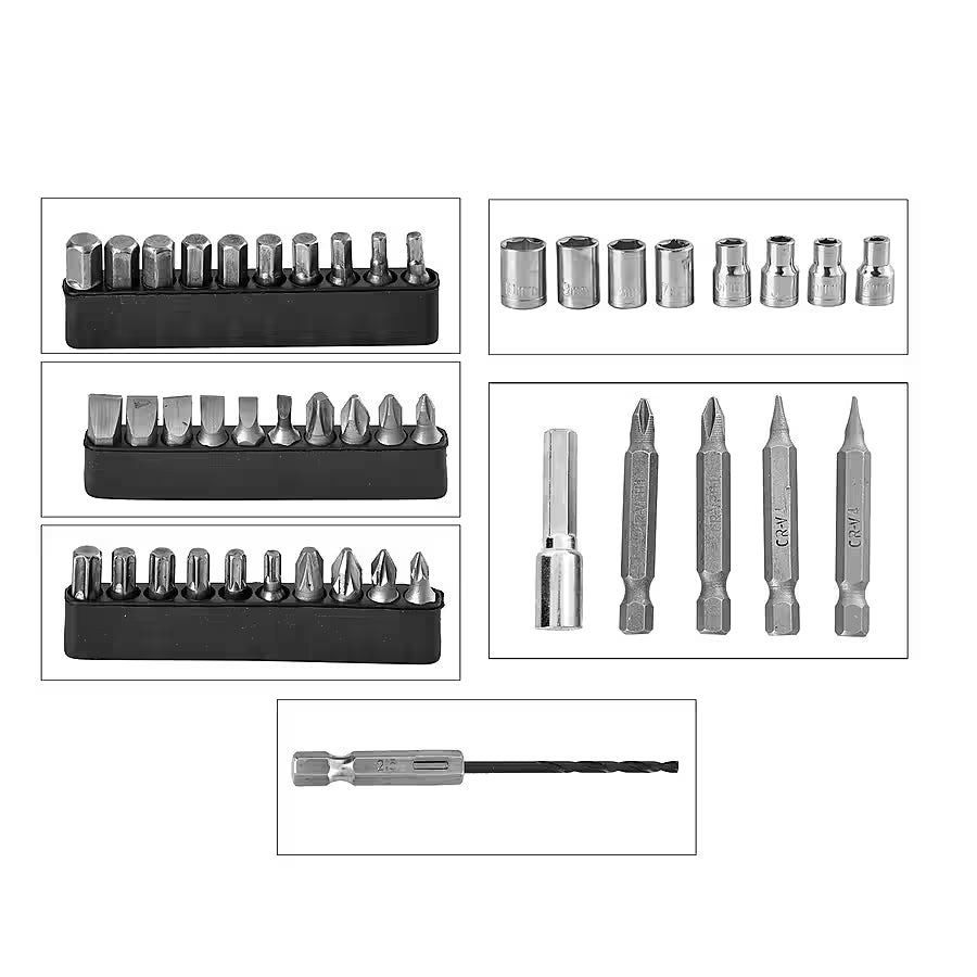 47-Piece Foldable Wireless Electric Screwdriver Set | 1500mAh | Adjustable Torque | Compact & Durable – Black