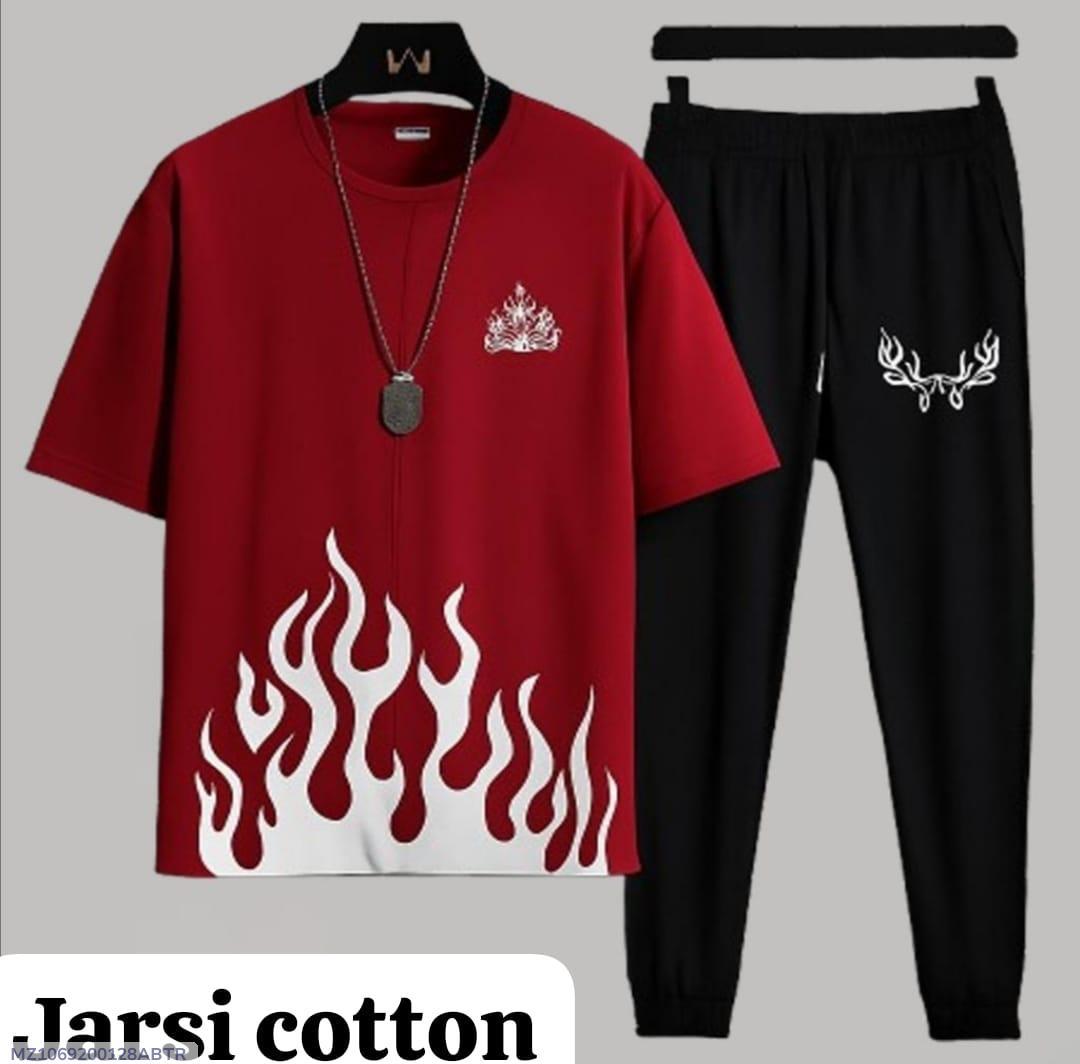 Men's Red Graphic Sublimation Track Suit - 2 Pcs