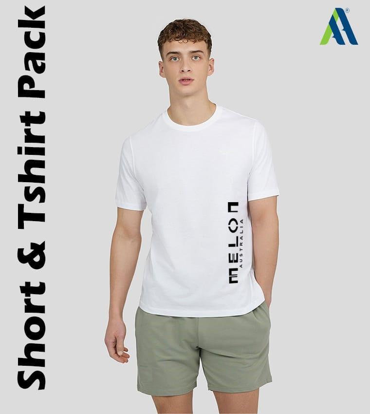 2 Pcs Men's Jersey Printed T-Shirt & Shorts Tracksuit