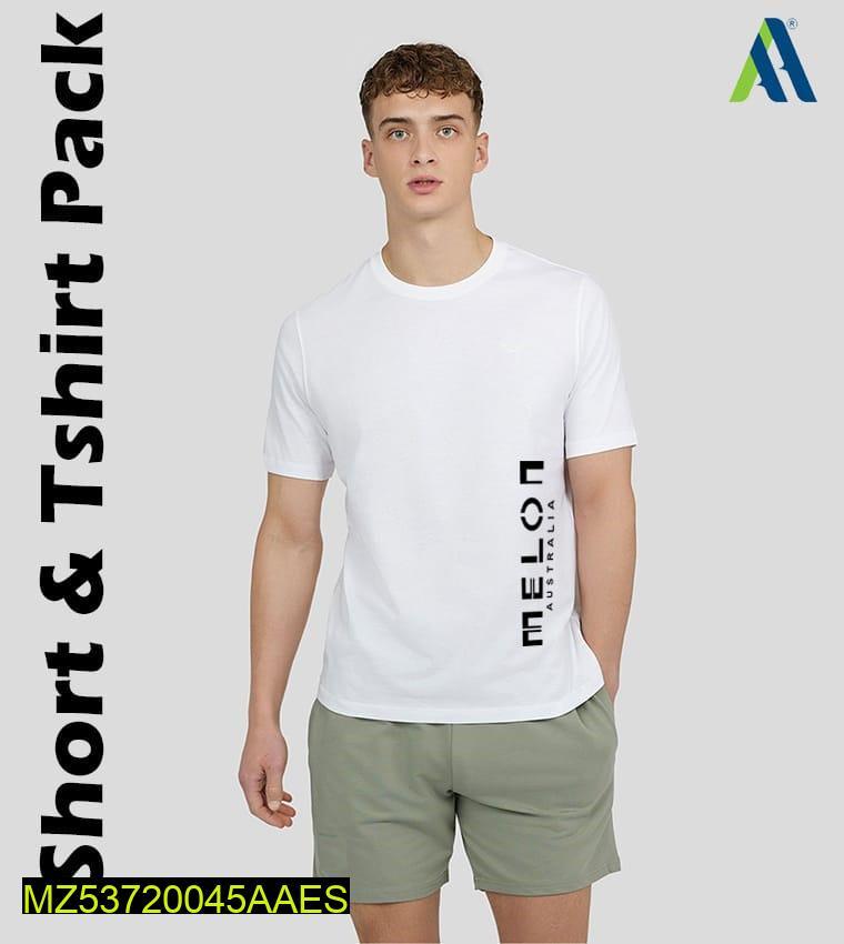 2 Pcs Men's Jersey Printed T-Shirt & Shorts Tracksuit