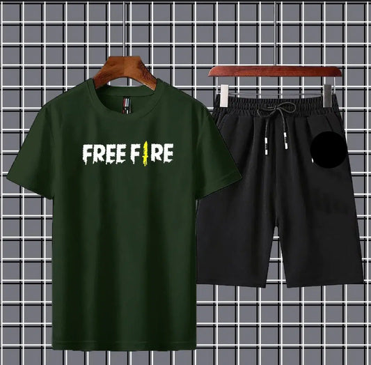 Micro Interlock Printed T-Shirt & Shorts Tracksuit