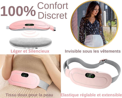 Digital Period Heating Pad & Vibrating Belt | 3 Heat Levels, 4 Massage Modes – Fast Relief for Menstrual Cramps