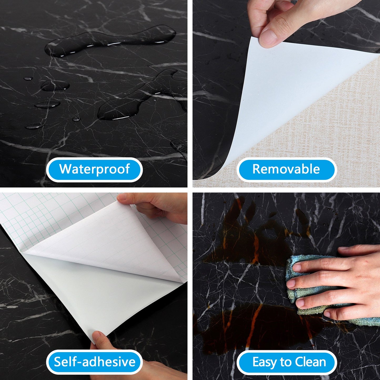 Marble Sheet Sticker | Black & Grey | 60 x 200 cm