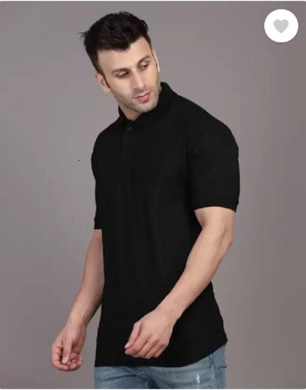 Men's Cotton Plain Polo T-Shirt - 1 Pc Round Neck