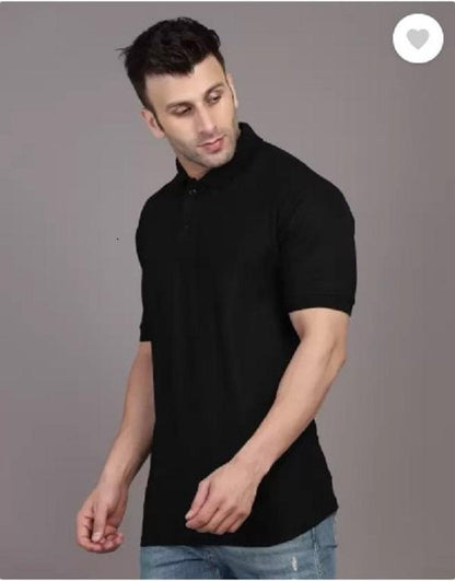 Men's Cotton Plain Polo T-Shirt - 1 Pc Round Neck