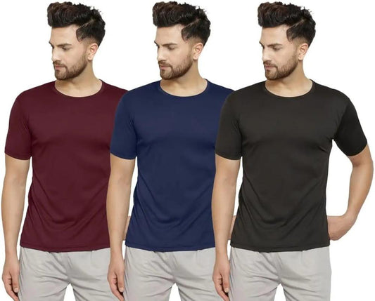 Men's Stitched Jersey Plain T-Shirt - Pack of 3